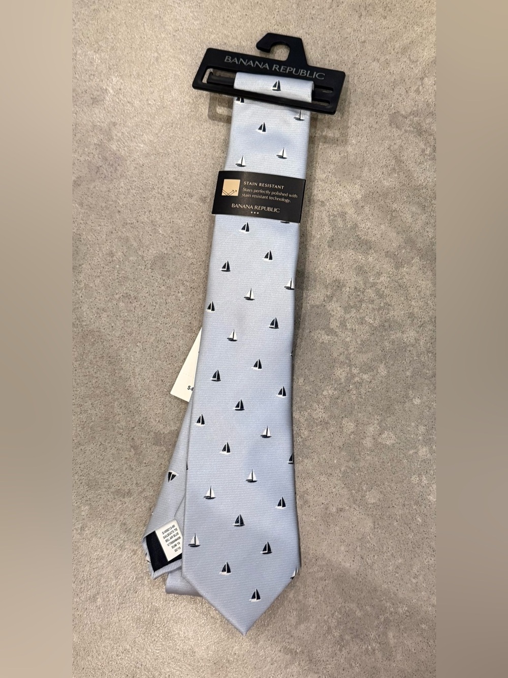 Banana Republic Light Blue Silk Tie with Navy Sailboat Motif